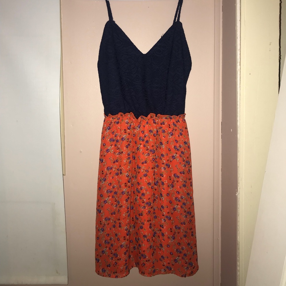Navy and Orange floral dress